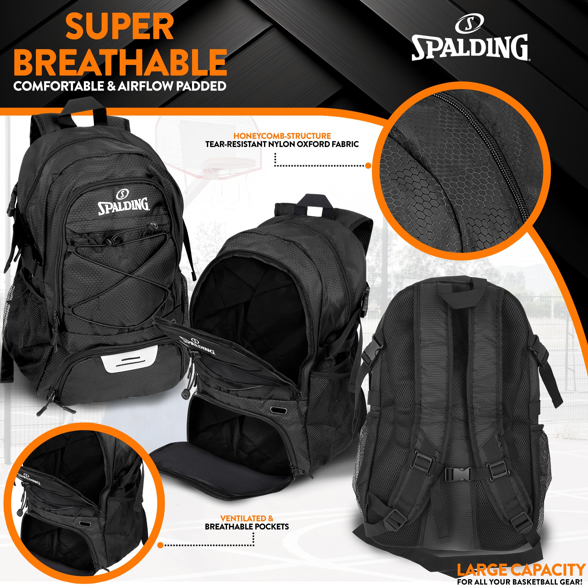 Foto 5 pulgar | Mochila de Baloncesto Spalding con Compartimentos para Pelotas y Zapatos - Venta Internacional