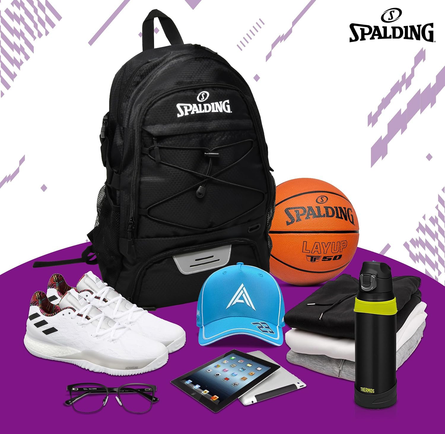 Foto 8 pulgar | Mochila de Baloncesto Spalding con Compartimentos para Pelotas y Zapatos - Venta Internacional