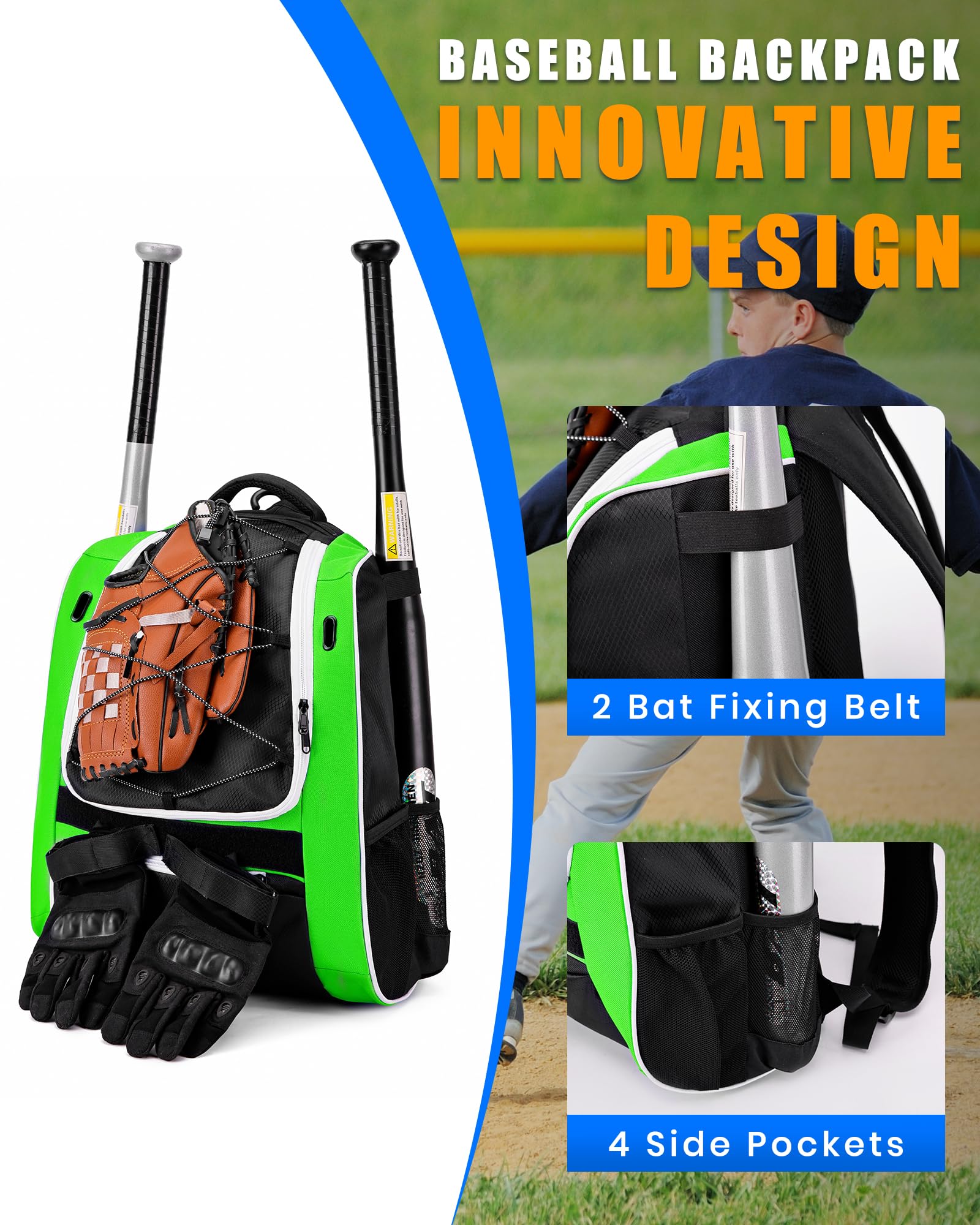 Foto 4 pulgar | Mochila De Béisbol Hsmihair Youth, Bolsa De Béisbol Verde - Venta Internacional.