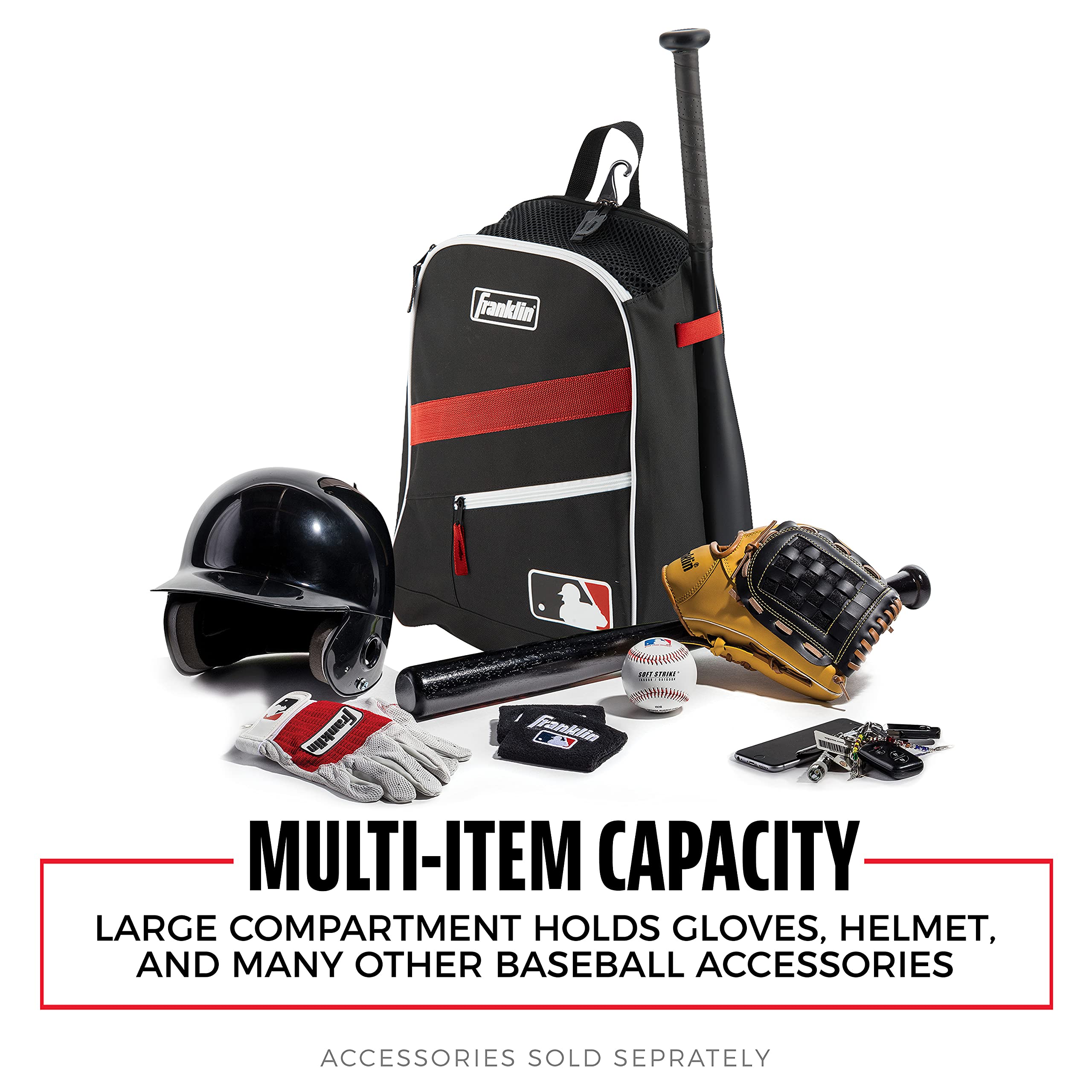 Foto 6 pulgar | Bag Bag Franklin Sports Mlb Youth Baseball Negro/rojo/blanco - Venta Internacional.