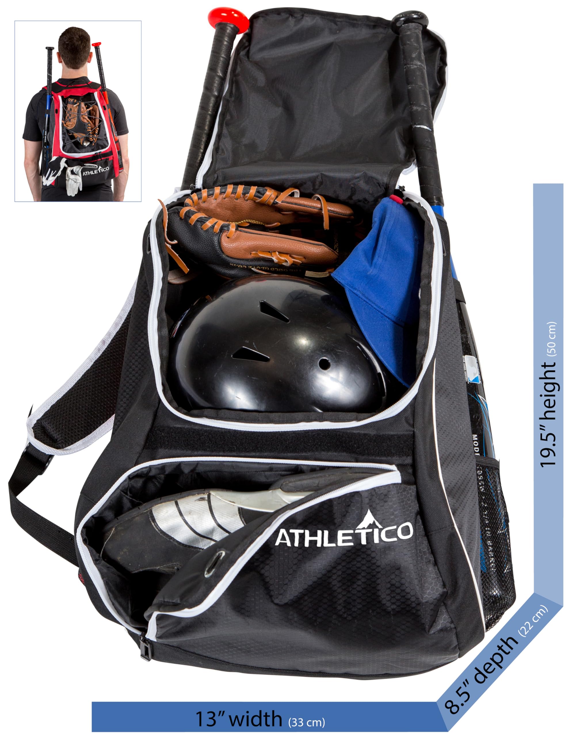 Foto 4 pulgar | Bolsa Para Bates De Béisbol, Mochila Athletico Para Béisbol, Baloncesto Y Sóftbol - Venta Internacional.