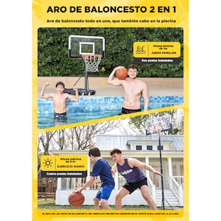 Foto 2 | Canasta De Básquet Portátil Con Altura Ajustable (1 A 3 M) – Tablero De 38”