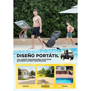 Foto 3 | Canasta De Básquet Portátil Con Altura Ajustable (1 A 3 M) – Tablero De 38”