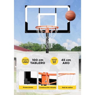 Foto 5 | Canasta De Básquet Portátil Con Altura Ajustable (1 A 3 M) – Tablero De 38”