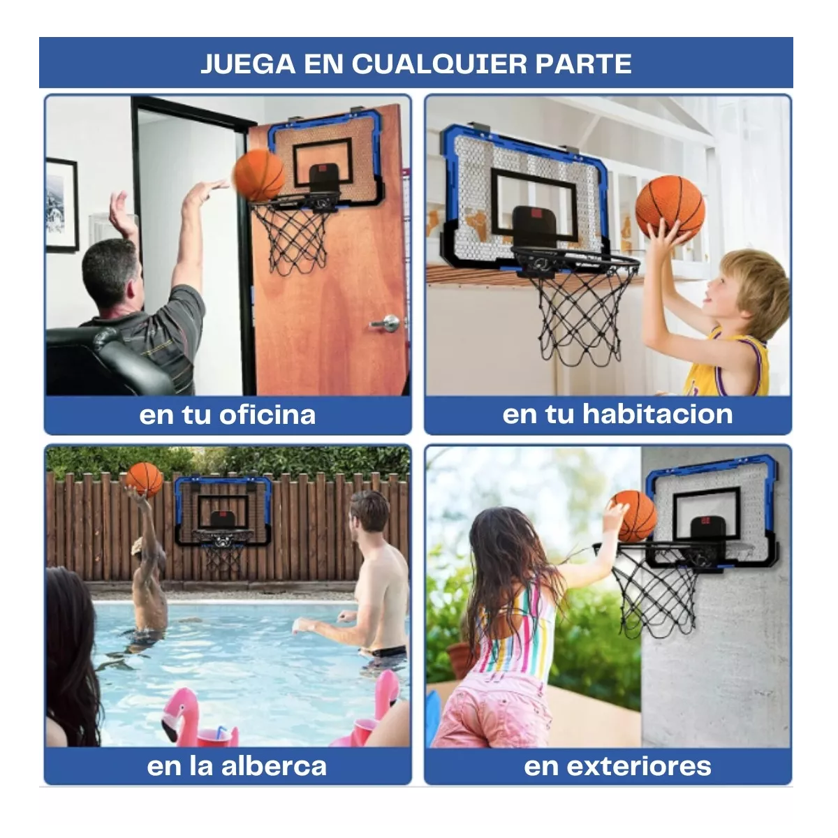 Foto 3 pulgar | Tablero Basketball Juguete Gratis Balon Para Pared O Puerta Eo Safe Imports Esi-11957 Multicolor