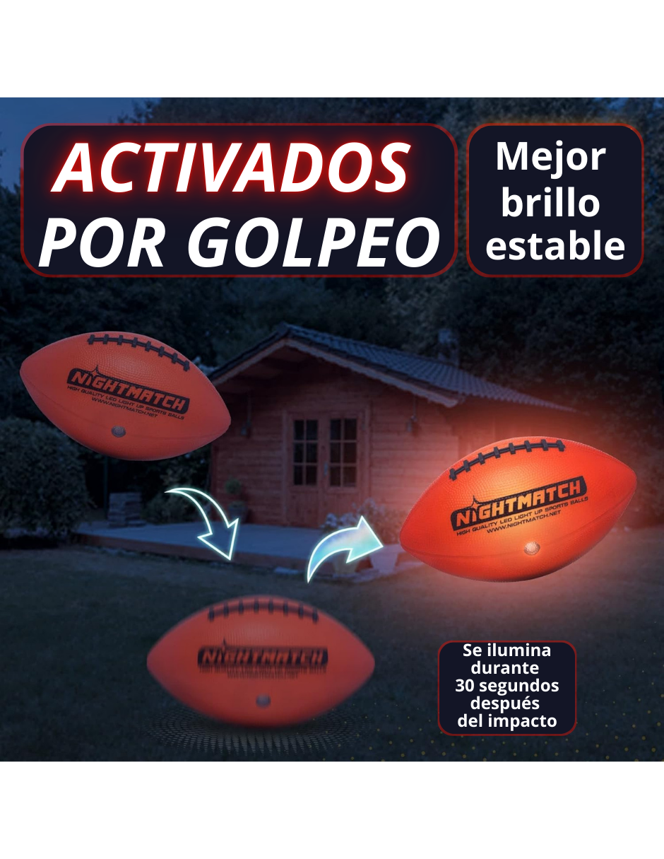 Foto 3 pulgar | Balón de Fútbol Nightmatch Americano Luz Led Premium con bomba