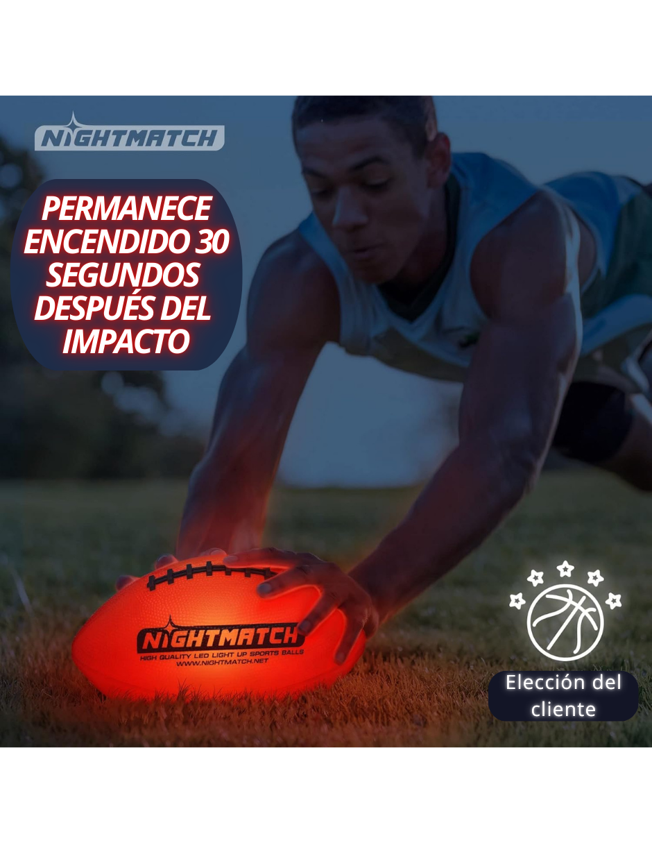 Foto 6 pulgar | Balón de Fútbol Nightmatch Americano Luz Led Premium con bomba