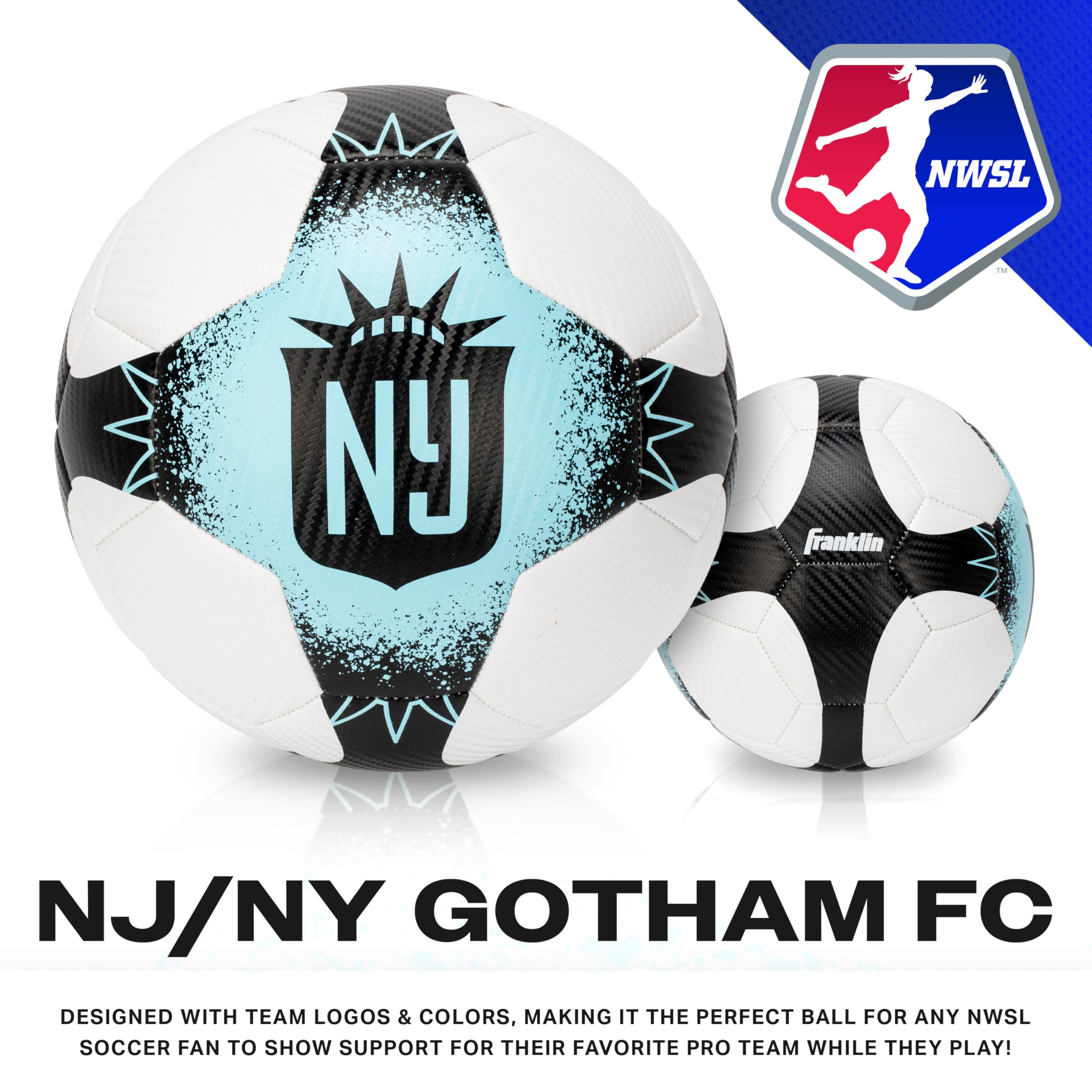 Foto 4 pulgar | Balón De Fútbol Franklin Sports Nwsl Nj/ny Gotham Tamaño 5 Con Bomba - Venta Internacional.