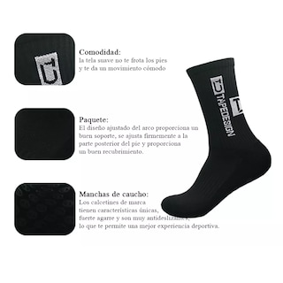 Foto 3 | 5par Calcetin Media Deportivos Fútbol Antideslizantes Eo Safe Imports Esi-15801 Negro