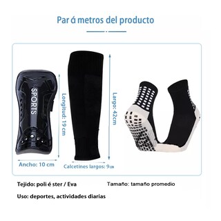 Foto 2 | Calceta Antideslizantes Fútbol Y Manga Media Y Espinillera S Eo Safe Imports Esi-15800 Negro