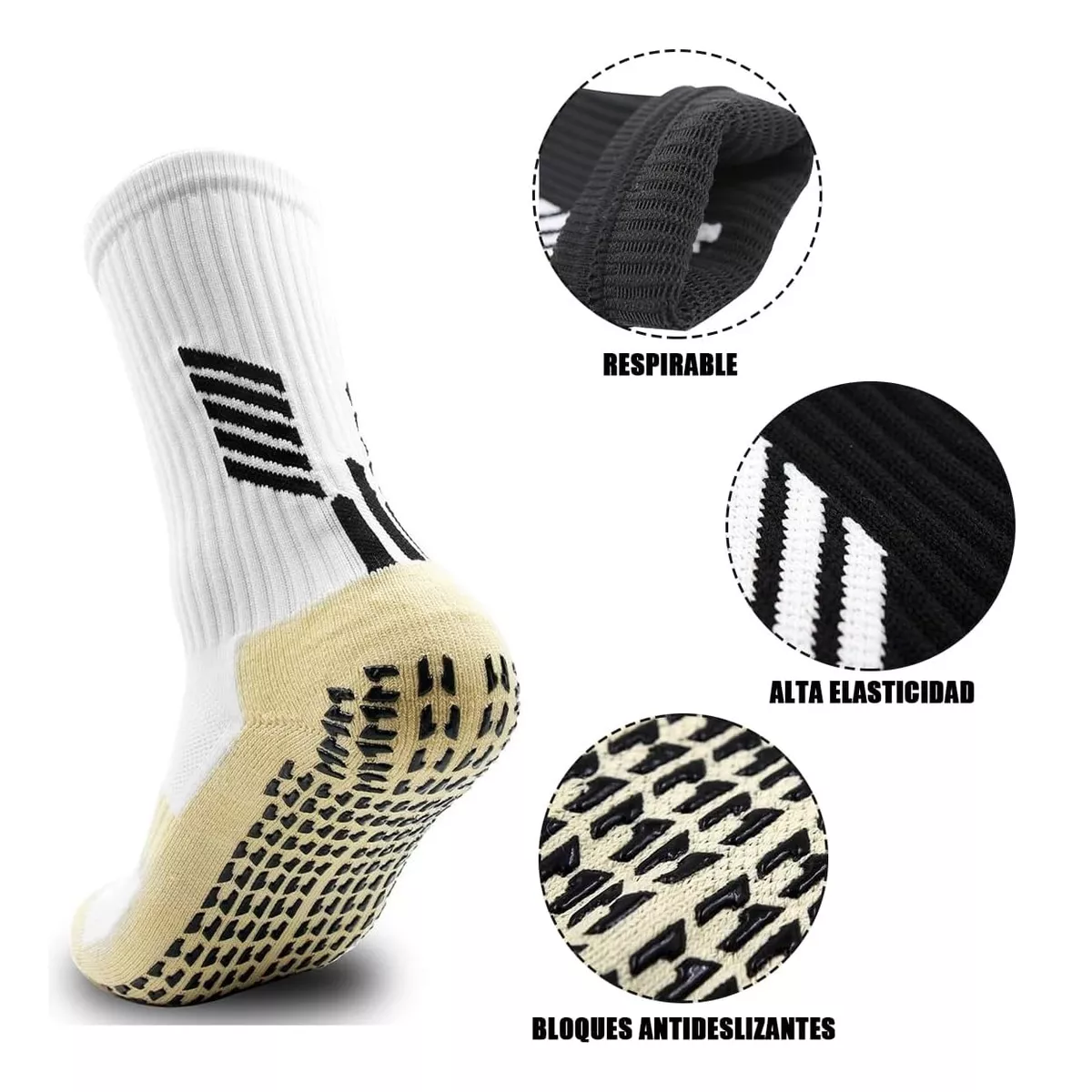 Foto 4 pulgar | Kit Calcetines Antideslizantes Con Espinilleras Para Fútbol 3pcs Eo Safe Imports Esi-8960 Blanco