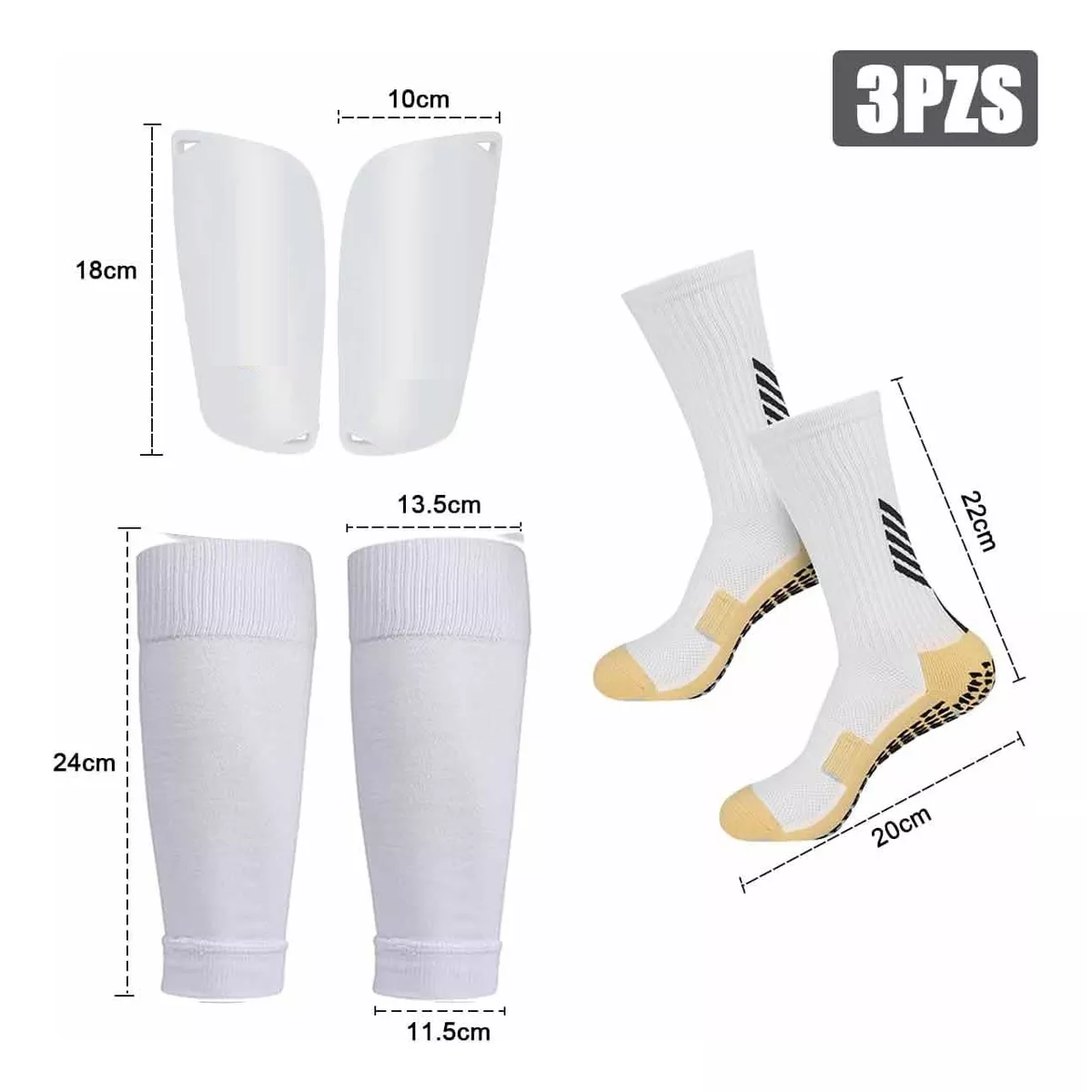 Foto 5 pulgar | Kit Calcetines Antideslizantes Con Espinilleras Para Fútbol 3pcs Eo Safe Imports Esi-8960 Blanco