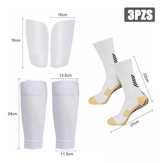 Foto 4 | Kit Calcetines Antideslizantes Con Espinilleras Para Fútbol 3pcs Eo Safe Imports Esi-8960 Blanco