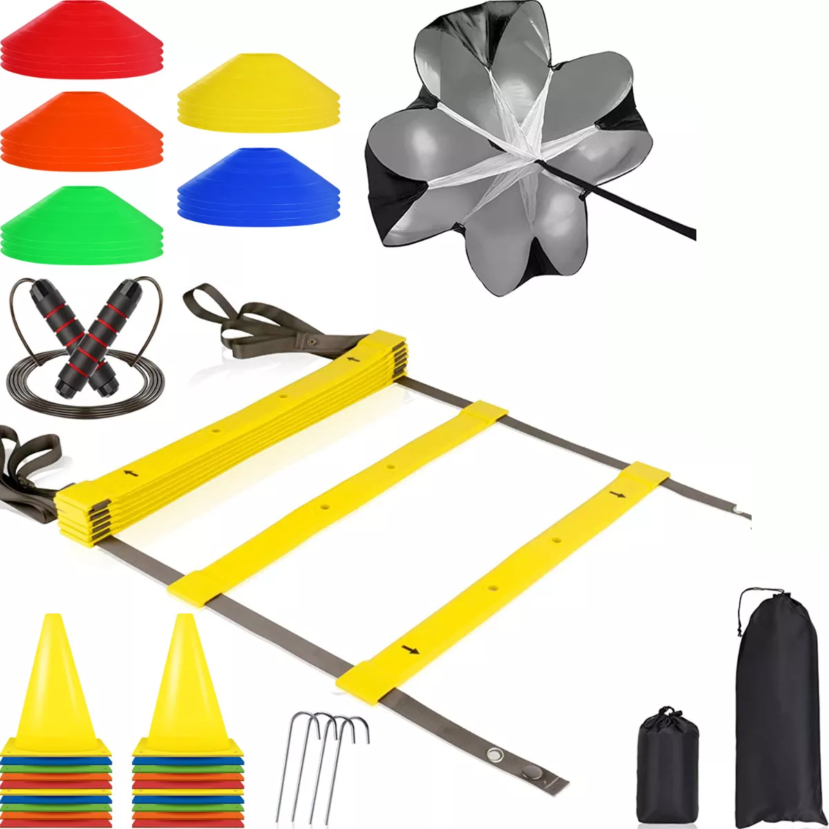 Kit De 20 Platos+20 Conos+1 Paracaídas+1 Escalera Agilidad Eo Safe Imports Esi-11969 Multicolor