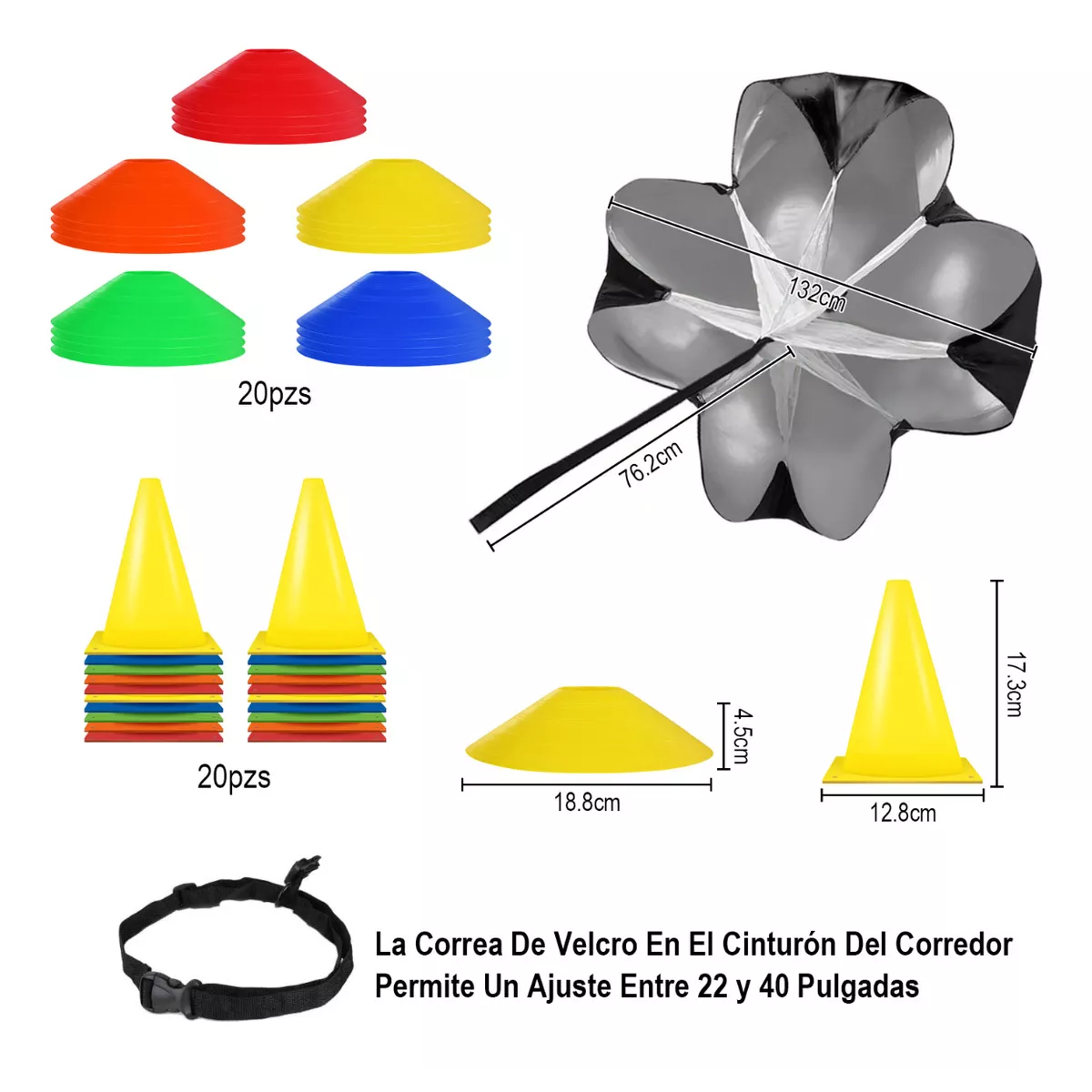 Foto 3 pulgar | Kit De 20 Platos+20 Conos+1 Paracaídas+1 Escalera Agilidad Eo Safe Imports Esi-11969 Multicolor