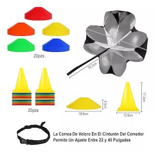 Foto 2 | Kit De 20 Platos+20 Conos+1 Paracaídas+1 Escalera Agilidad Eo Safe Imports Esi-11969 Multicolor