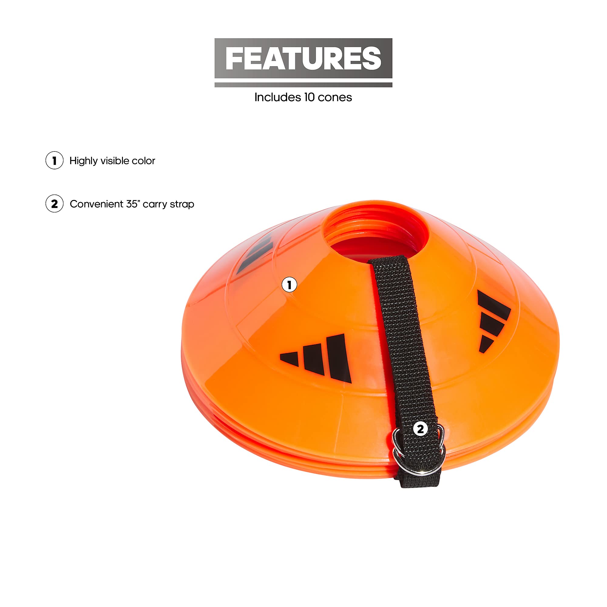Foto 3 pulgar | Juego De 10 Marcadores De Campo Soccer Cones Agility Drill De Adidas - Venta Internacional.