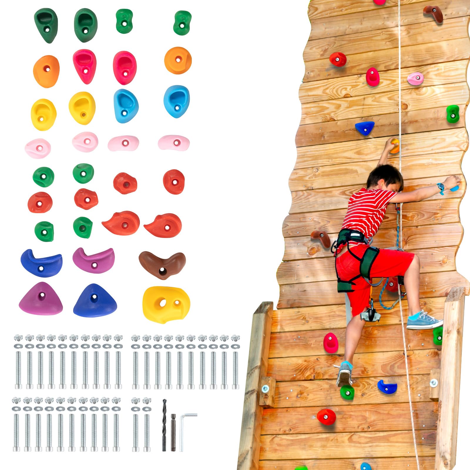 Foto 2 pulgar | Soportes Para Escalada En Roca Vevor 32 Para Niños Y Adultos Con Kit - Venta Internacional.