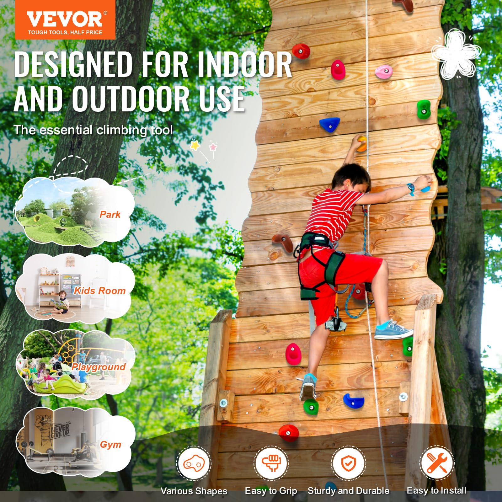 Foto 3 pulgar | Soportes Para Escalada En Roca Vevor 32 Para Niños Y Adultos Con Kit - Venta Internacional.