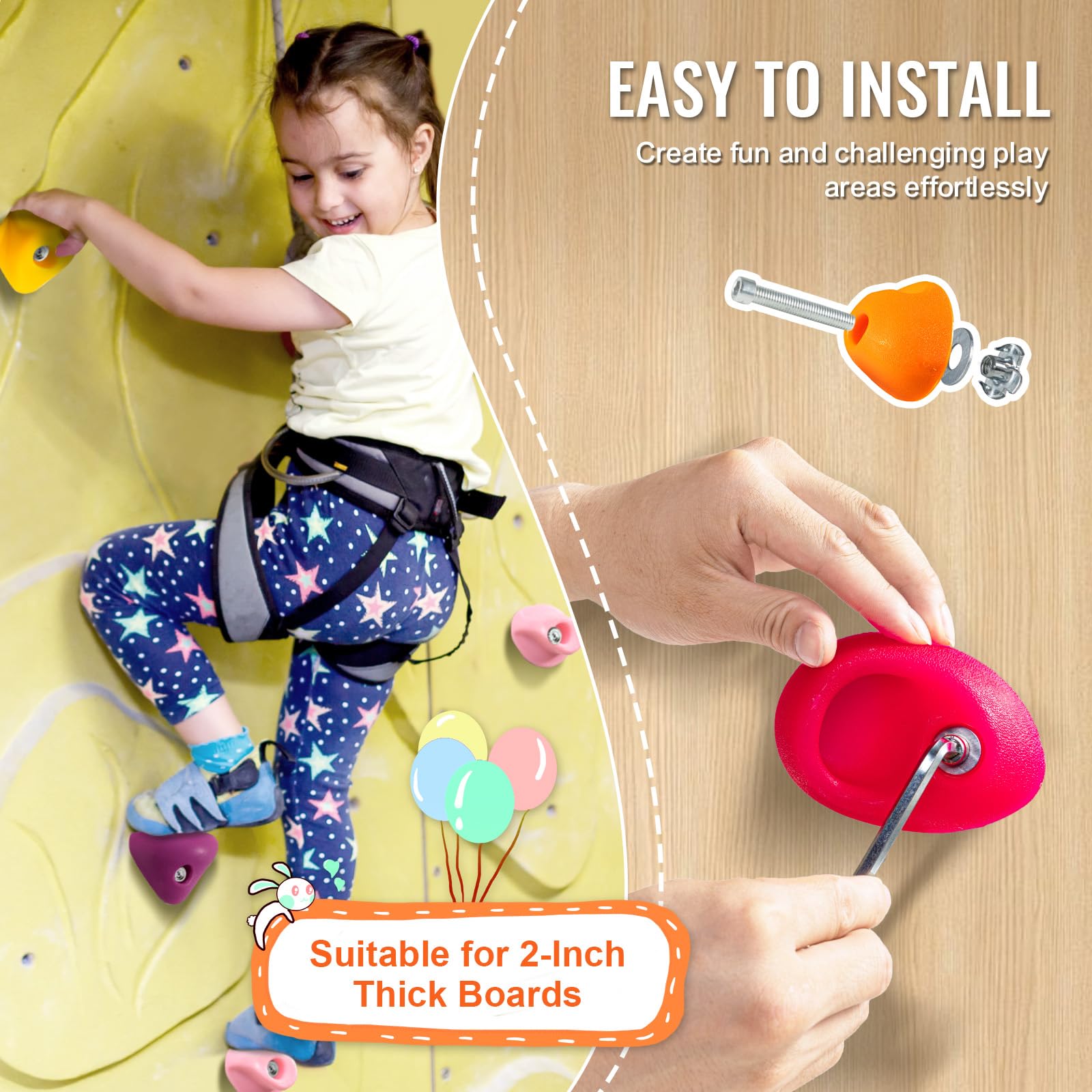 Foto 7 pulgar | Soportes Para Escalada En Roca Vevor 32 Para Niños Y Adultos Con Kit - Venta Internacional.