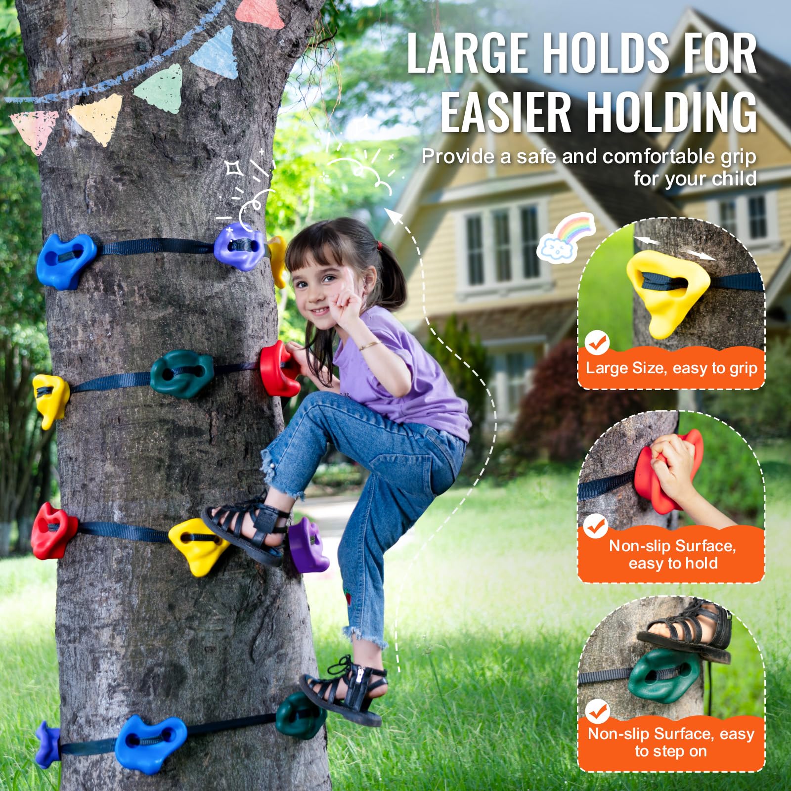 Foto 5 pulgar | Kit Para Trepar Árboles Vevor Ninja Con 12 Agarres Y 6 Correas De Trinquete - Venta Internacional.