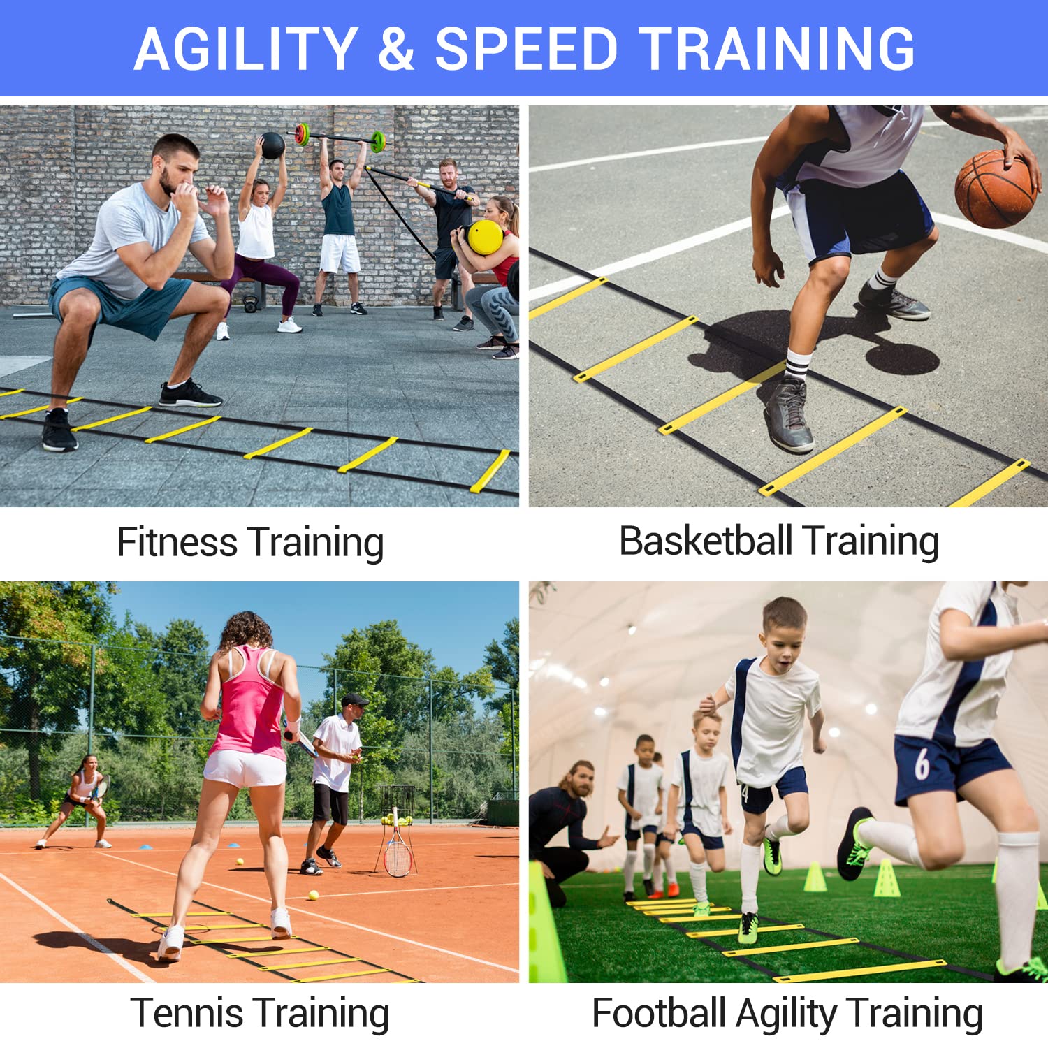 Foto 7 pulgar | Escalera De Agilidad Ohuhu Speed Training De 12 Peldaños Con Bolsa De Transporte - Venta Internacional.