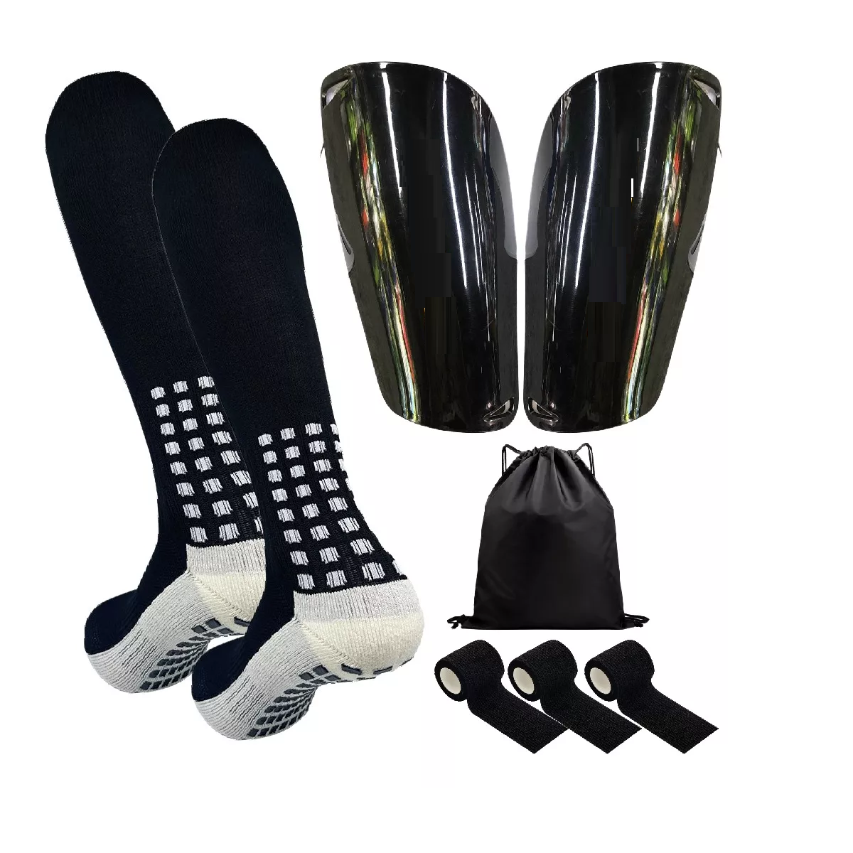 Kit de Espinilleras + Calcetines de Fútbol Eo Safe Imports Esi-11210 Negro