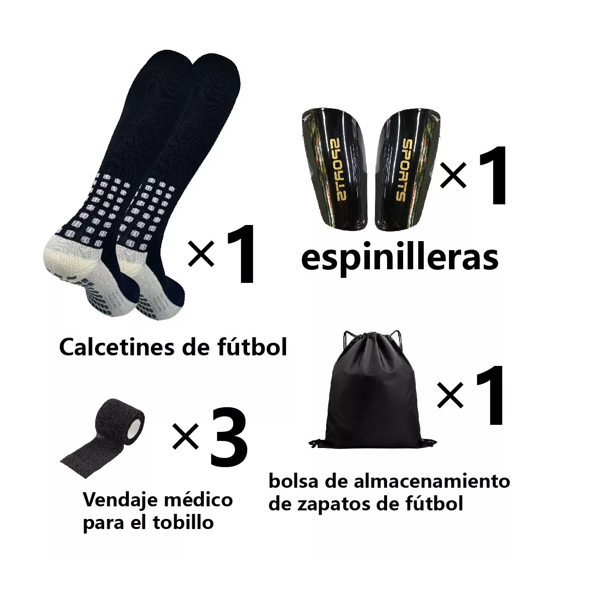 Foto 3 pulgar | Kit de Espinilleras + Calcetines de Fútbol Eo Safe Imports Esi-11210 Negro