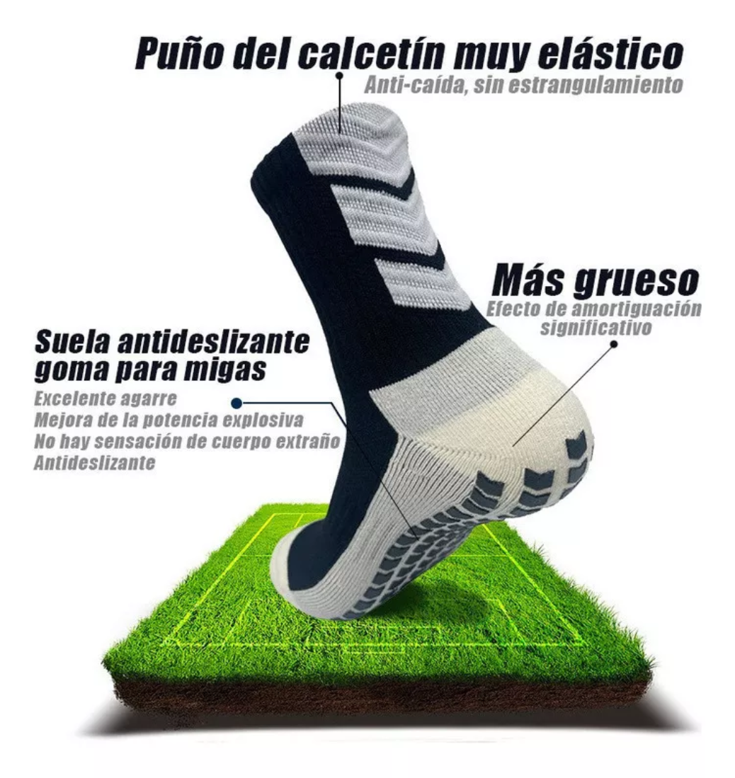 Foto 3 pulgar | Calcetines Antideslizantes Con Espinilleras Para Fútbol Negro Tamaños Universales