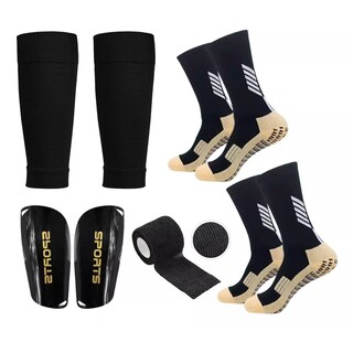 Foto 1 | Set 2 Par Calcetines Antideslizantes Con Espinilleras Para Fútbol Eo Safe Imports Esi-14006 Negro