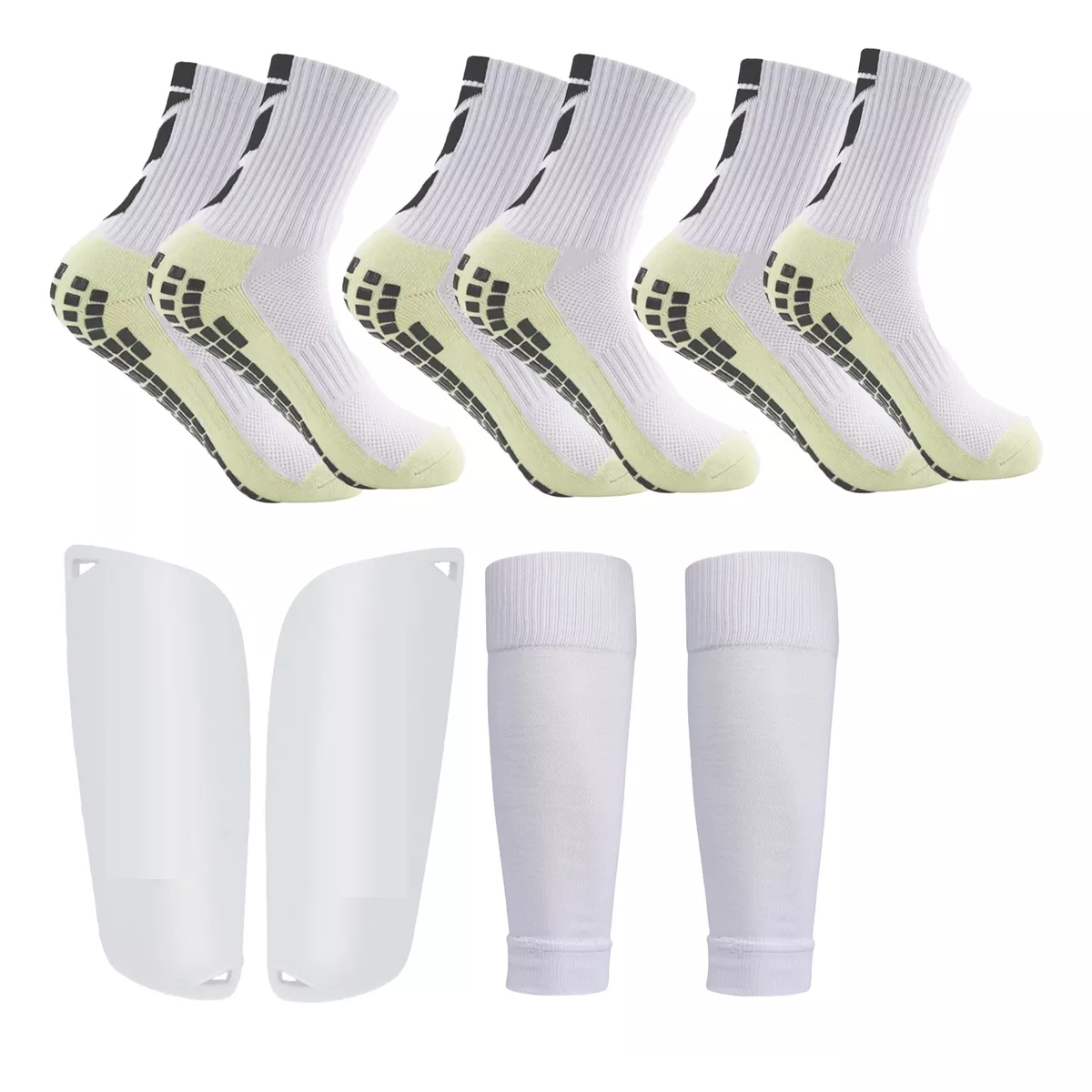 Foto 2 pulgar | Set 5pz Espinillera.calcetines Antideslizantes Calcetines Fútbol Eo Safe Imports Esi-14018 Blanco