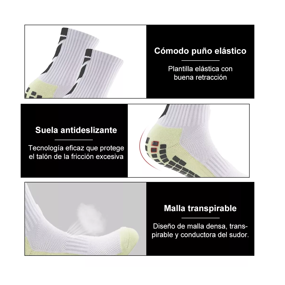 Foto 4 pulgar | Set 5pz Espinillera.calcetines Antideslizantes Calcetines Fútbol Eo Safe Imports Esi-14018 Blanco