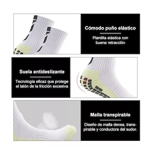 Foto 3 | Set 5pz Espinillera.calcetines Antideslizantes Calcetines Fútbol Eo Safe Imports Esi-14018 Blanco