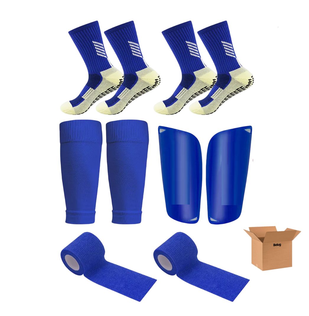 Foto 2 pulgar | 6pcs Calcetines Belug  Antideslizantes Con Espinilleras Para Fútbol Azul