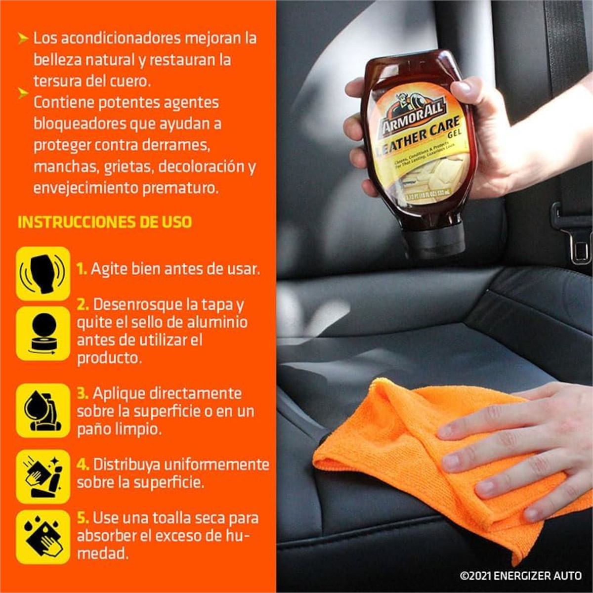 Foto 4 | Gel Acondicionador Armor All Limpia Nutre Protege Piel Coche