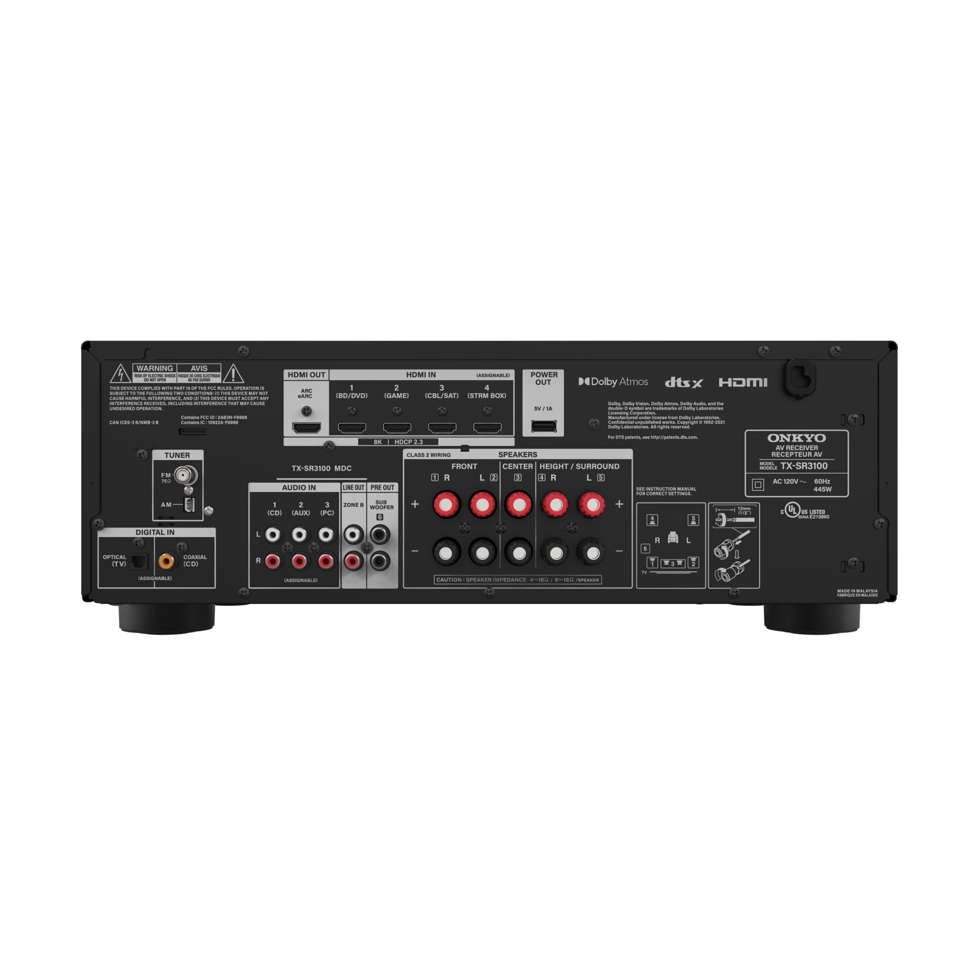 Foto 4 pulgar | Receptor Av Onkyo Tx-sr3100 De 5.2 Canales Dolby Atmos Bluetooth 8k - Venta Internacional.