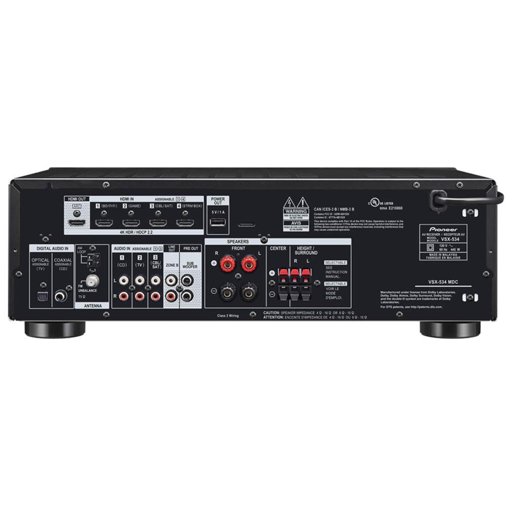 Foto 2 | Receptor Av Inteligente De Audio Doméstico Pioneer Vsx-534 De 5.2 Canales - Venta Internacional.