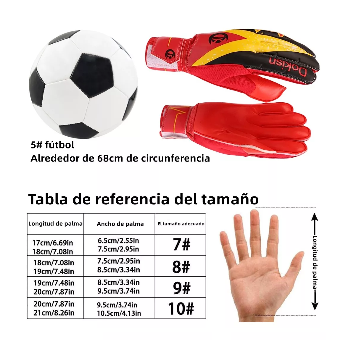 Foto 4 pulgar | Guantes de Portero Dokisn color Rojo Antideslizantes