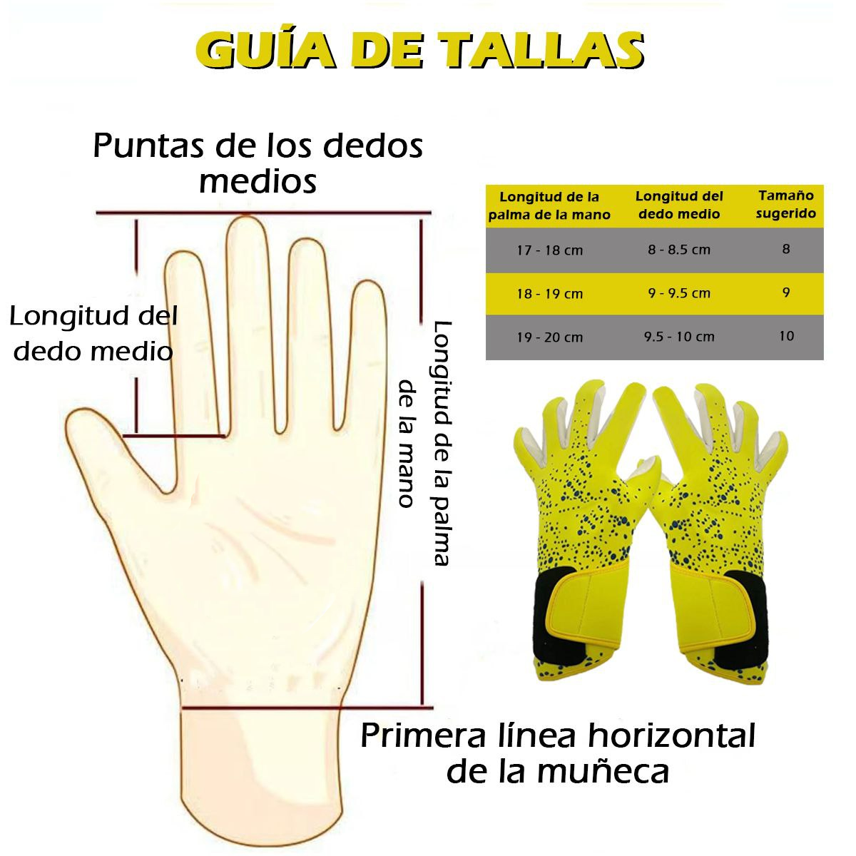 Foto 4 pulgar | Guantes De Portero Futbol Profesional Antidesliz Respirable Amarillos Blanco