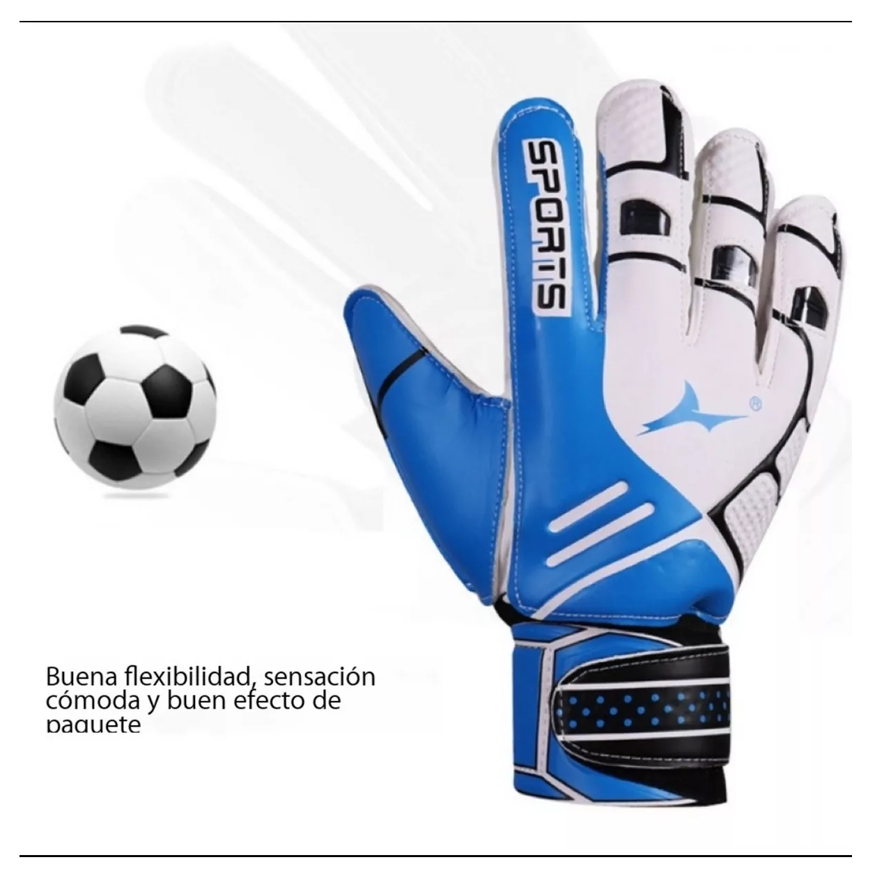 Foto 3 pulgar | Guantes De Portero De Futbol Belug Respirables color Azul Con Blanco Talla 9