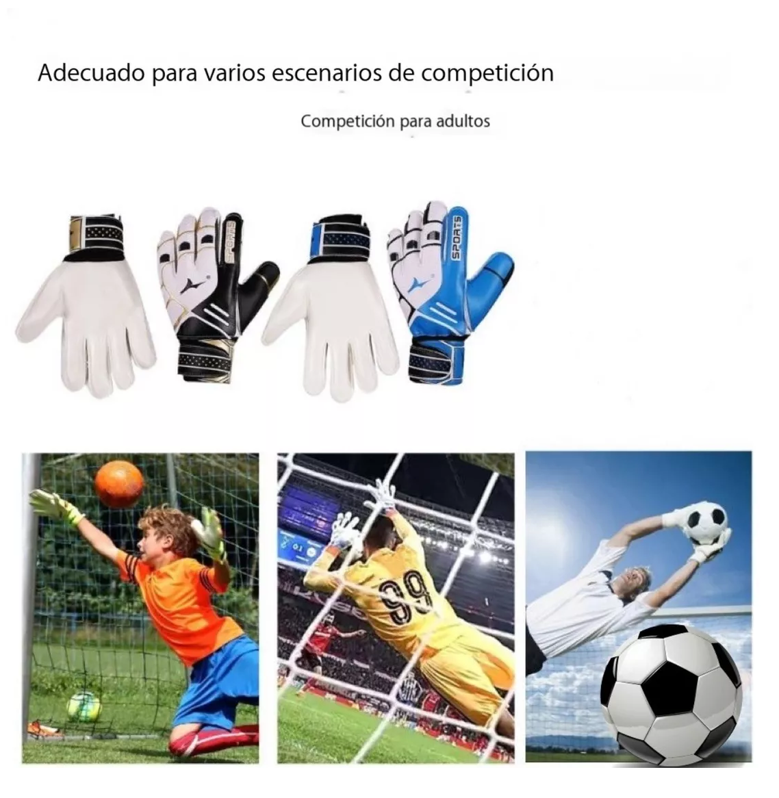 Foto 4 pulgar | Guantes De Portero De Futbol Belug Respirables color Azul Con Blanco Talla 9