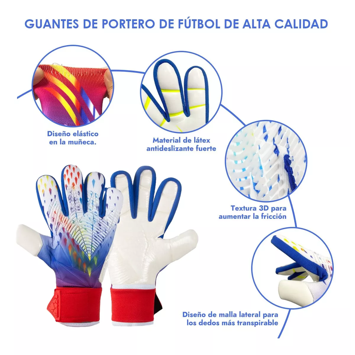 Foto 3 pulgar | Guantes De Portero Fútbol Soccer Antidesliz Espesamiento Talla 8 Eo Safe Imports Esi-13992 Multicolor