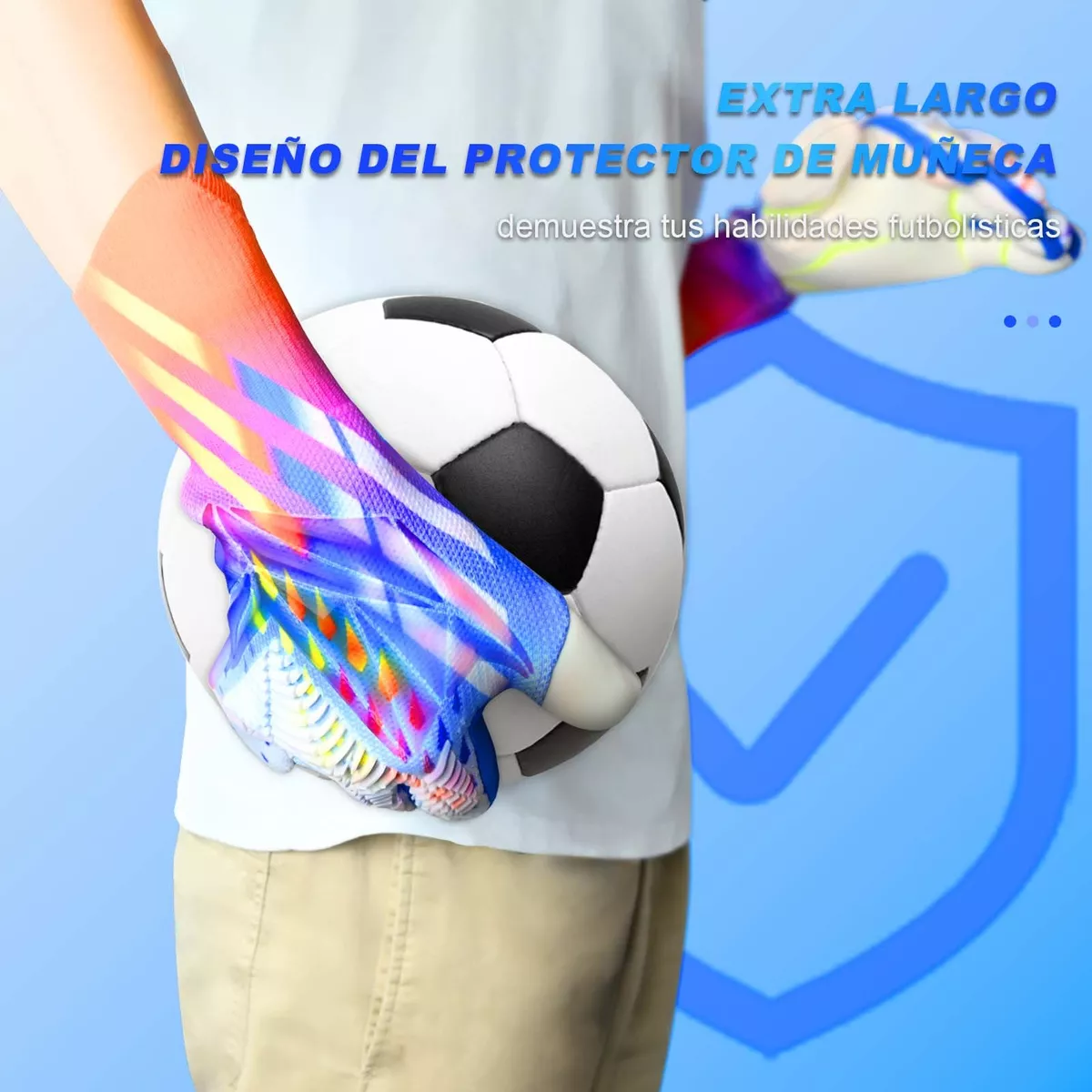 Foto 4 pulgar | Guantes De Portero De Fútbol Respirables Antideslizante  Talla 6 Eo Safe Imports Esi-14008 Multicolor