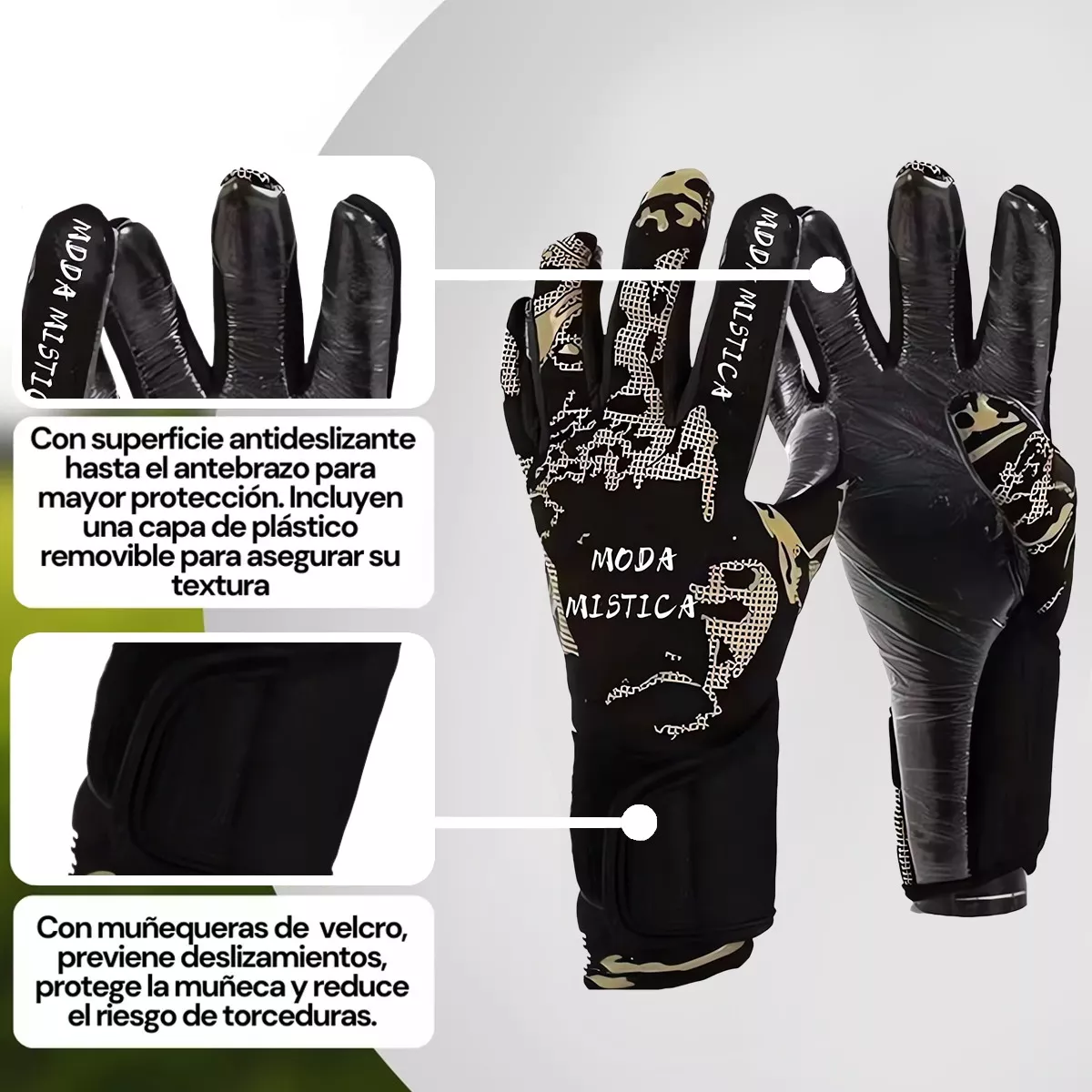 Foto 3 pulgar | Guantes De Portero Profesional Fútbol Antidesliz Talla 7 Adul/juvenil Eo Safe Imports Esi-14013 Negro