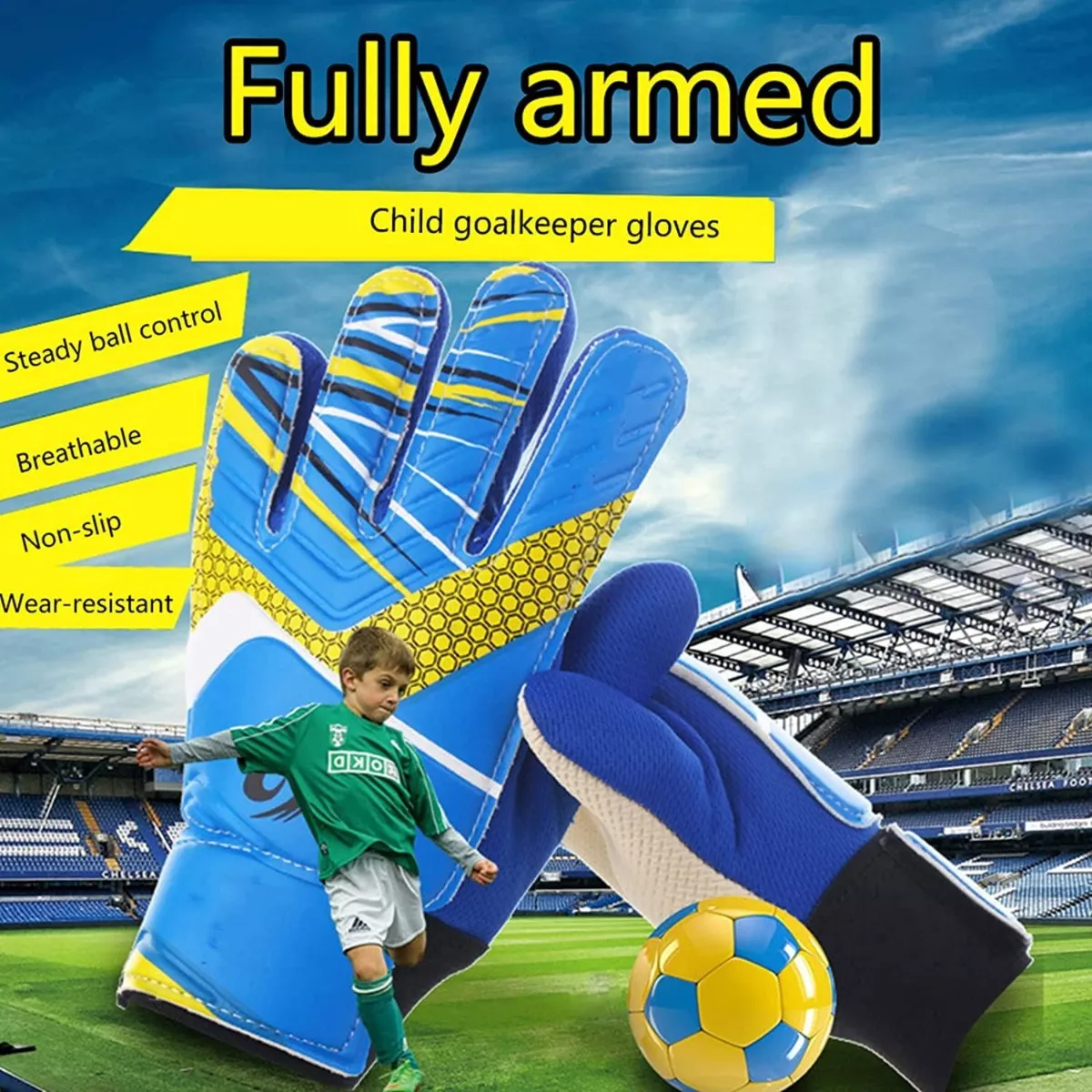 Foto 3 | Guantes Protectore De Dedos Fútbol Niños De Porteros Tall 6 Eo Safe Imports Esi-14011  Azul