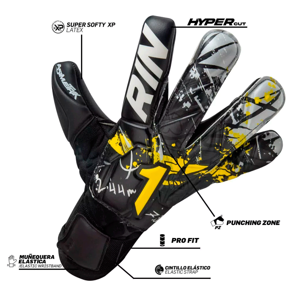 Foto 7 pulgar | Guantes De Portero Rinat Asimetrik Prime Negro/amarillo/plata | Adulto E Infantil | Sporta