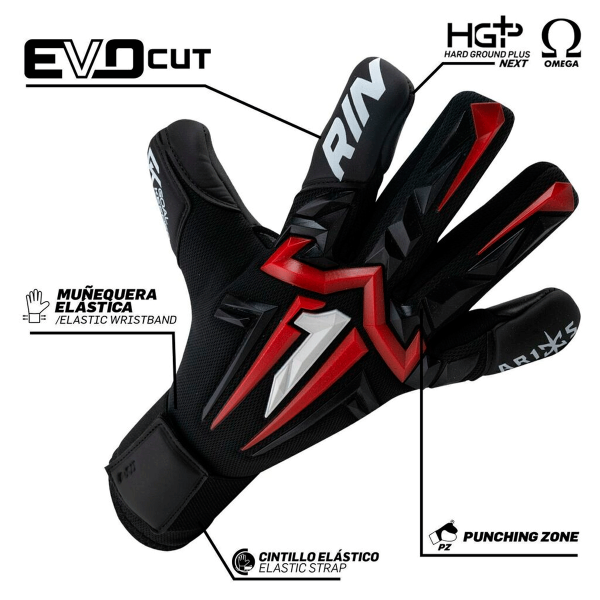 Foto 7 pulgar | Guantes De Portero Rinat Aries X Prime Negro/rojo | Adulto E Infantil | Sporta