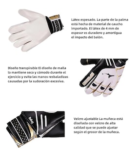 Foto 3 | Guantes De Portero Fútbol Antideslizante Talla 9 Blancos Con Dorado