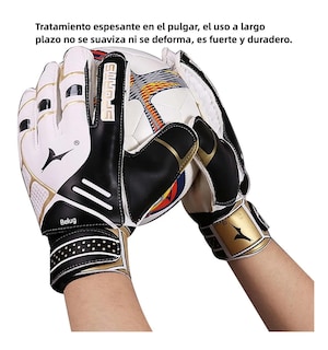 Foto 5 | Guantes De Portero Fútbol Antideslizante Talla 9 Blancos Con Dorado