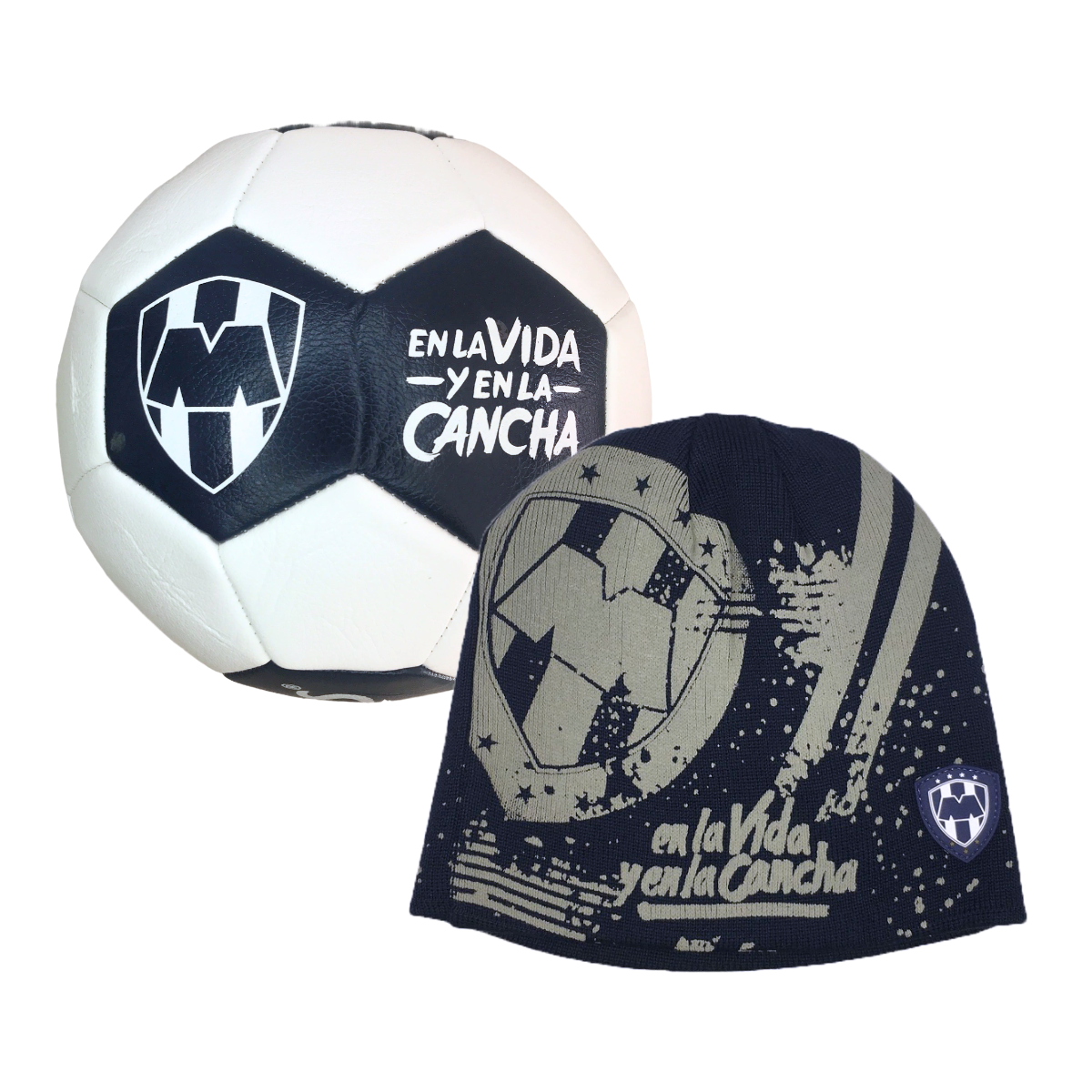 Foto 1 | Balón del Monterrey No. 05 + Bonete Negro con Gris